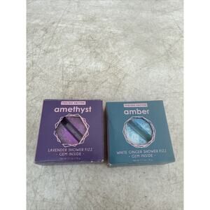 Two Pack Of Shower Fizz Gem Inside Lavender White Ginger Amethyst Amber
